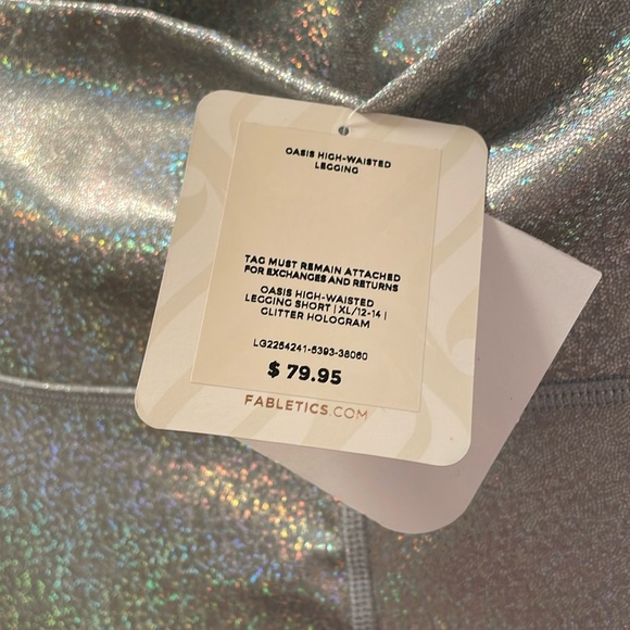 Fabletics NWT Silver Glitter Hologram Oasis PureLuxe High-Waisted Legging XL - Picture 1 of 7